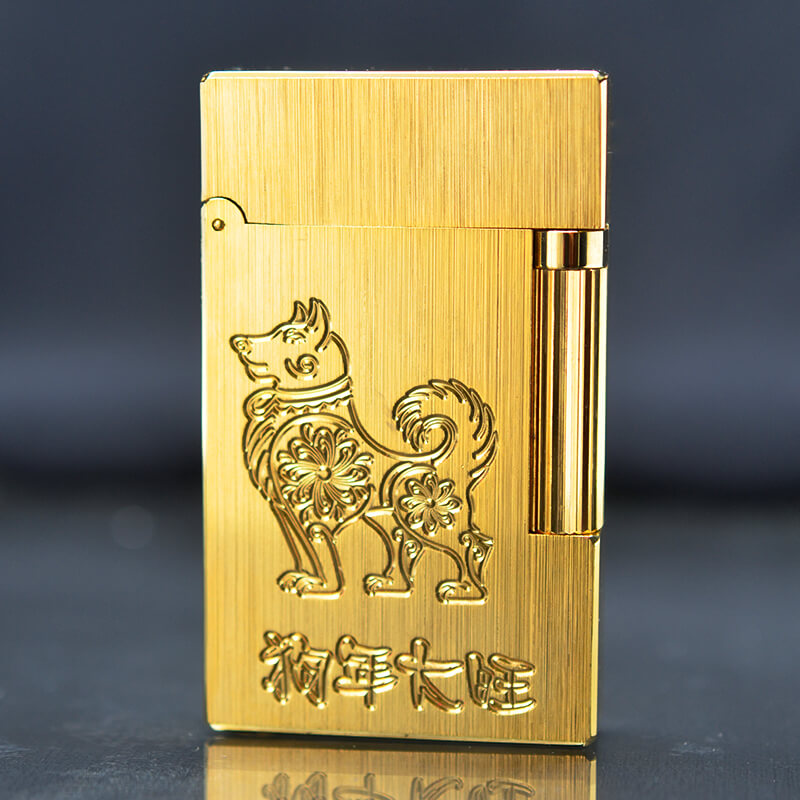 Dupont vàng xước khắc chìm chú chó linh vật D158